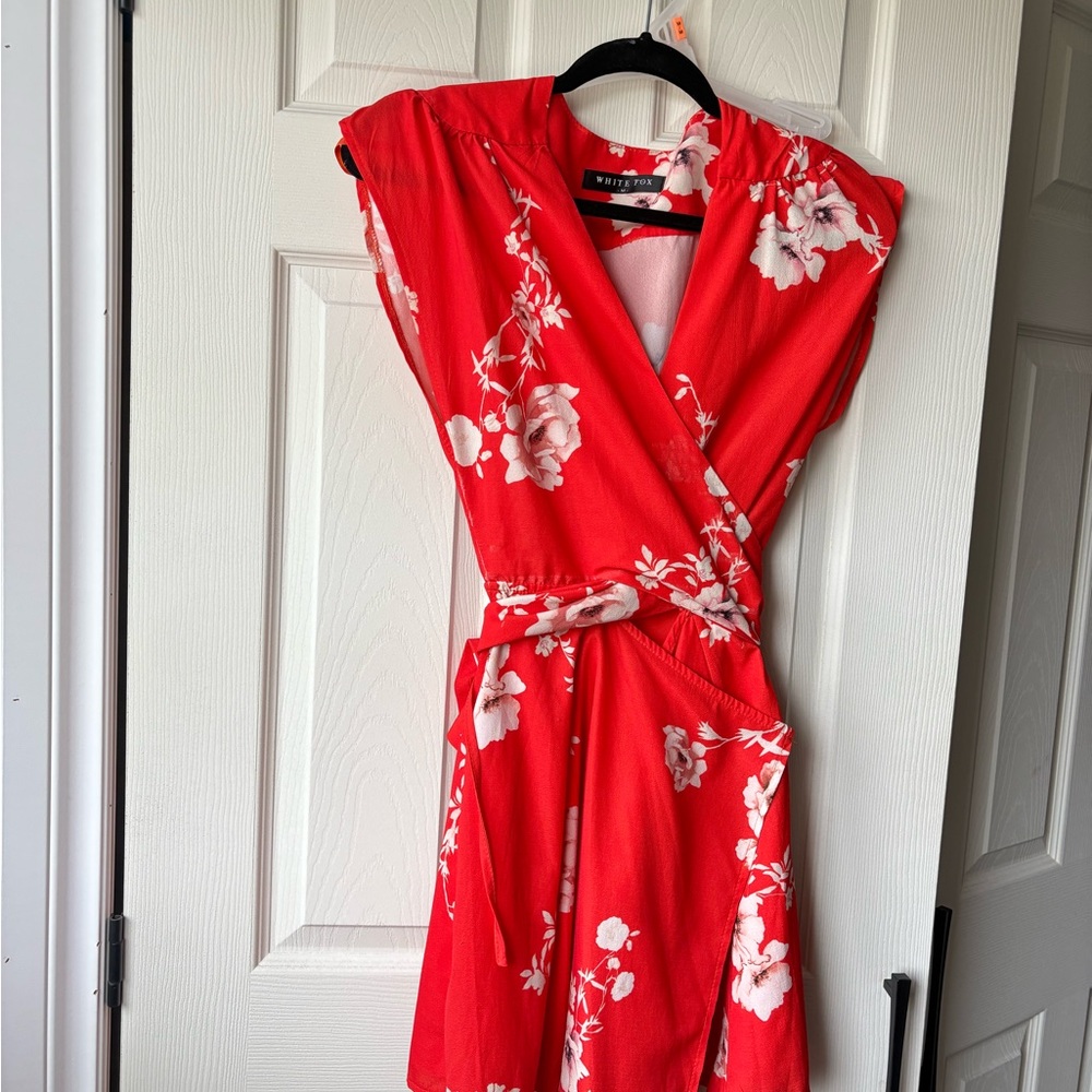 Floral Red Wrap Dress